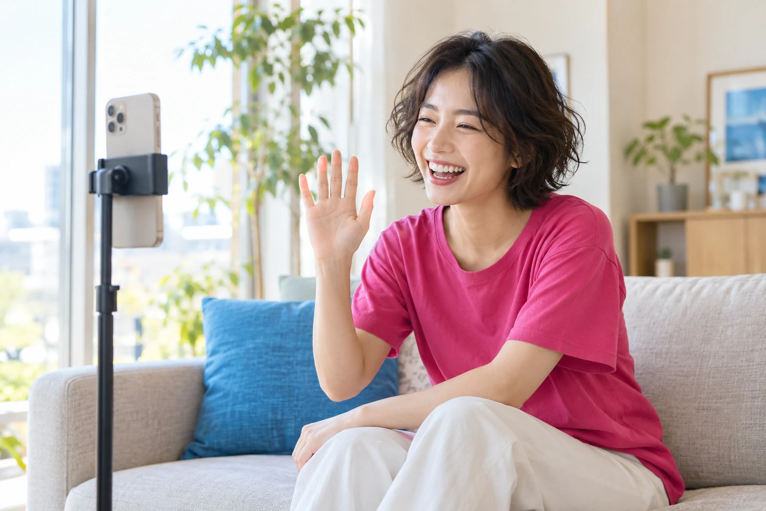 リスナーとの会話を楽しむ女性のイメージ